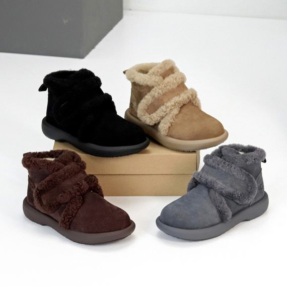 Зручні теплі зимові замшеві чорні черевики на липучці | Зображення 9