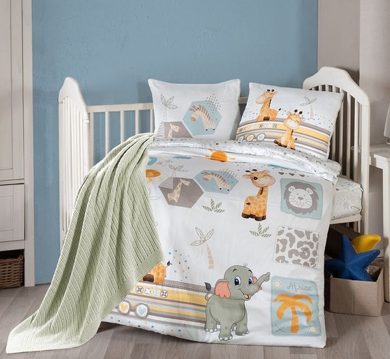 Детский комплект постельного белья с пледом First Choice Baby Digital Satin Nirvana 100х150 см. Safari