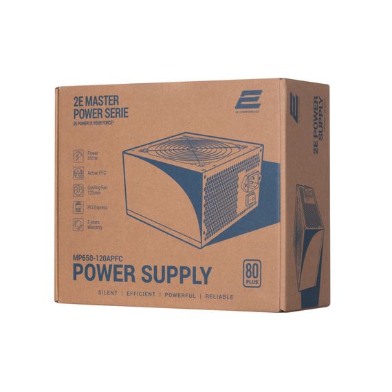 Блок живлення 2E MASTER POWER (650W), >80, 80+ White, 120mm, 1xMB 24pin(20+4), 1xCPU 8pin(4+4), 3xMolex, 5xSATA, (2E-MP650-120APFC) | Зображення 9