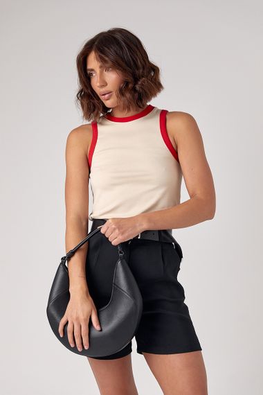 Женская майка с контрастной окантовкой - бежевый цвет, M (есть размеры) | Зображення 5