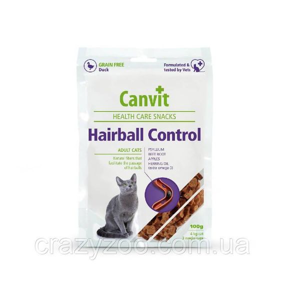 Ласощі для котів Canvit Hairball Control для легкого виведення шерсті 100 г can514083
