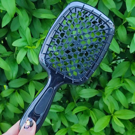 Чорний гребінець карбоновий Super Brush Hollow Comb