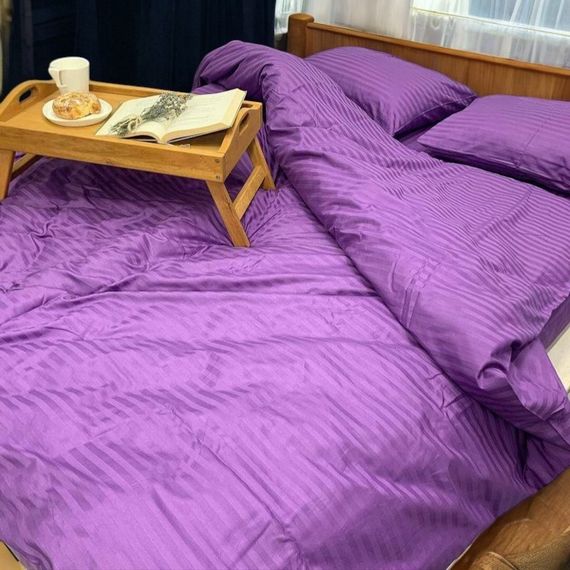Комплект постільної білизни Євро MakSon Elegant Purple, страйп-сатин, 100% бавовна (019-1200220С) | Зображення 1