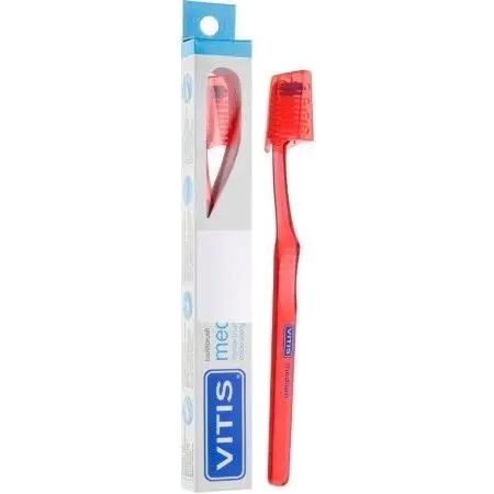 Зубна щітка VITIS MEDIUM червона, середньої жорсткості + паста VITIS WHITENING, 15 мл (DENTAID) | Зображення 1