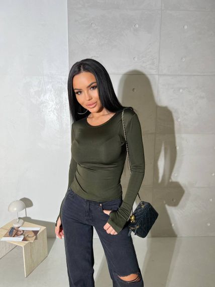 Женский лонгслив с вырезом для большого пальца микродайвинг EL621 цвет хаки, размер 42/46 | Зображення 2