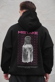 Оверсай худі толстовка на флісі з капюшоном та принтом Without Mistake black