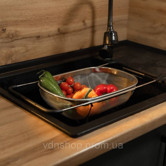 Друшляк сито на раковину для миття овочів та фруктів 36х25х10.5 см з нержавіючої сталі HP-19-18-L | Зображення 8