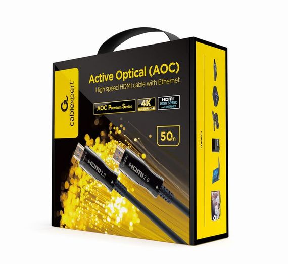 Кабель Cablexpert CCBP-HDMI-AOC-50M-02, HDMI V.2.0, вилка/вилка, з позолоченими контактами, 50 м | Зображення 1