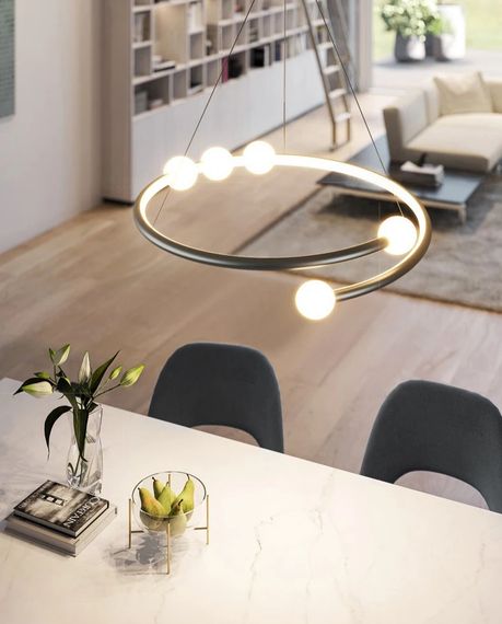 Люстра світлодіодна підвісна LED світильник для квартири на стелю лед 27564 Чорний 25-90х60х60 см. | Зображення 2