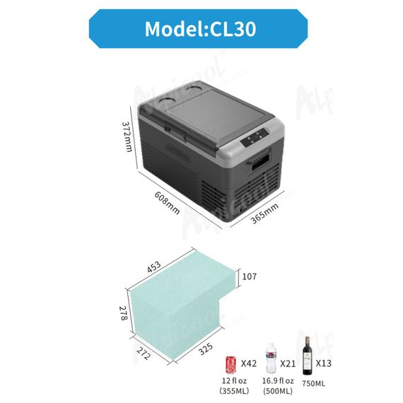 Компресорний автохолодильник Alpicool CL30G (29 літрів, LG Compressor). До -20℃, (12, 24, 220 вольт) | Зображення 6