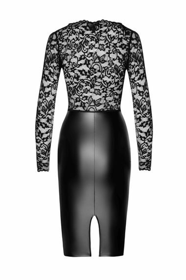 Сукня Noir Handmade F295 Euphoria, M, black, мереживо, глибоке декольте, спідниця міді під латекс | Зображення 4