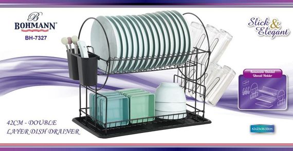 Сушка для посуды настольная Bohmann BH 7327 42х23х36.5 см черная | Зображення 1