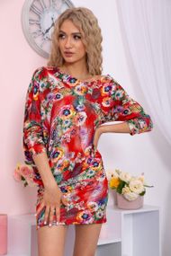 Мини-платье в цветочный принт красного цвета 167R105-10