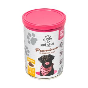 Вологий корм для собак Pet Chef шматочки в желе з куркою 415 г