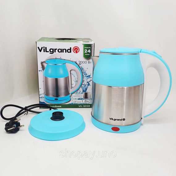 Чайник для побутового використання Vilgrand VS-18103 1.8л, Чайник дисковий, Електрочайник відмінний JZ-79 | Зображення 1