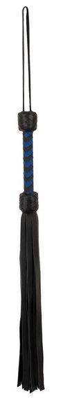 Флогер шкіряний ZADO TOOLS Leather Flogger із плетеною ручкою, чорно-синій Sex Aura | Зображення 1