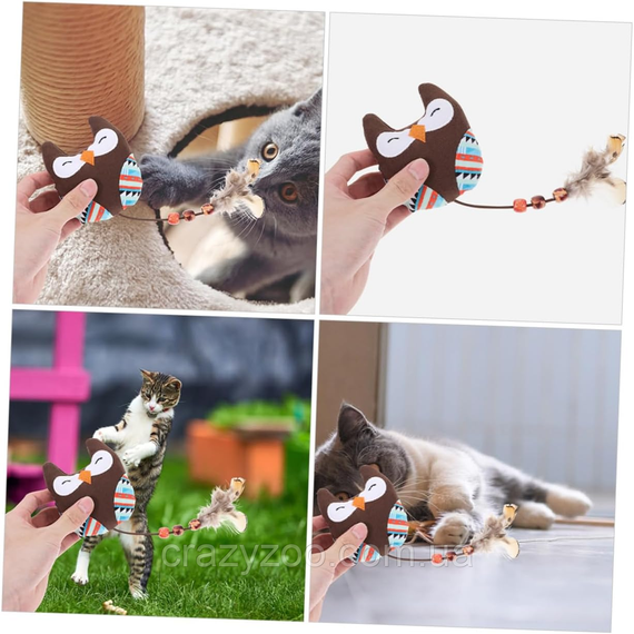 М'яка іграшка для котів EcoToys Сова з котячою м'ятою 9.5x8 см | Зображення 5