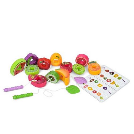 Дитяча іграшка "Шнурівка: Фрукти" M10C 12 продуктів, 2 мотузки, 6 карток | Зображення 1