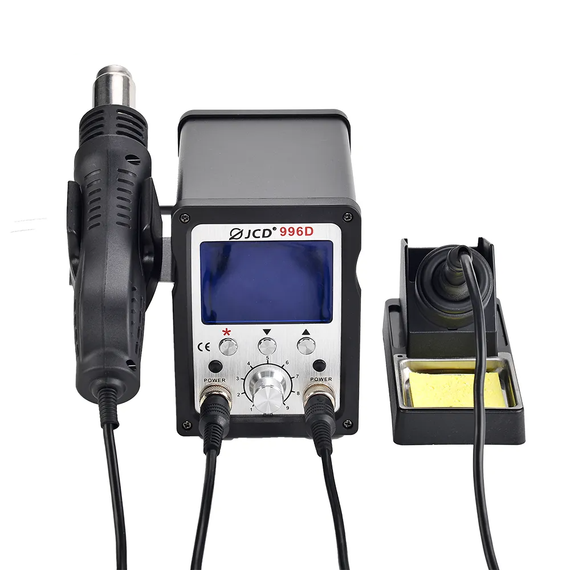 Термовоздушная паяльная станция JCD 996D 220V 2 в 1 (фен + паяльник) с ЖК-дисплеем Черный (sv2440) | Зображення 3