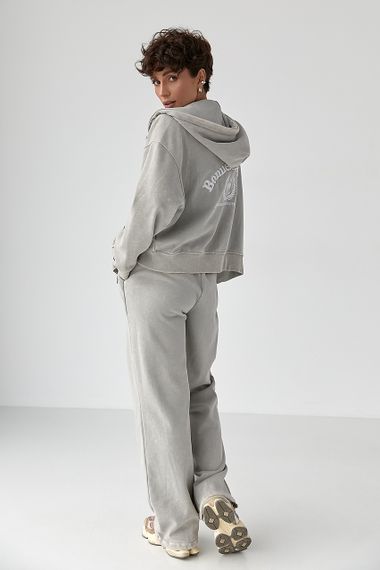 Теплий спортивний костюм у техніці тай-дай - світло-сірий цвет, ONE SIZE (є розміри) | Зображення 1