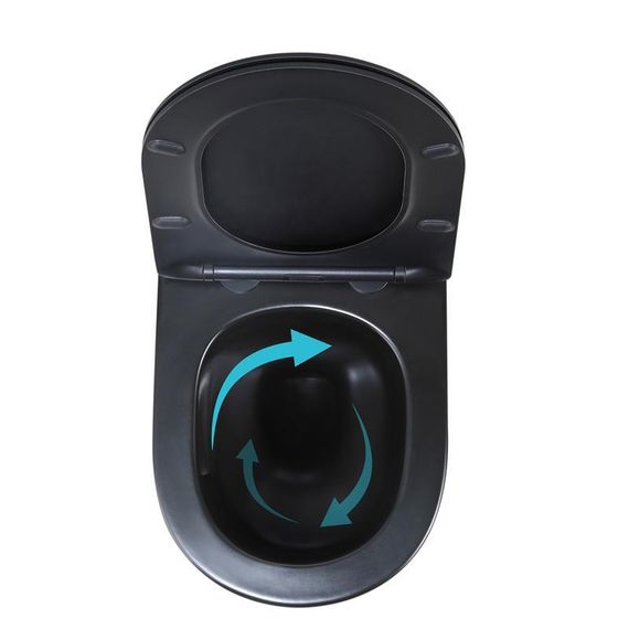 Унітаз підвісний Qtap Jay Ultra Quiet 485х360х320 мм, Matt Black, сидінням Slim Duroplast/ Soft-close/ Quick Relase QT07335177MB | Зображення 5