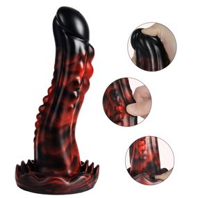 Фантазійний фалоімітатор із агресивним рельєфом “Dark Red/Black” Sex Aura