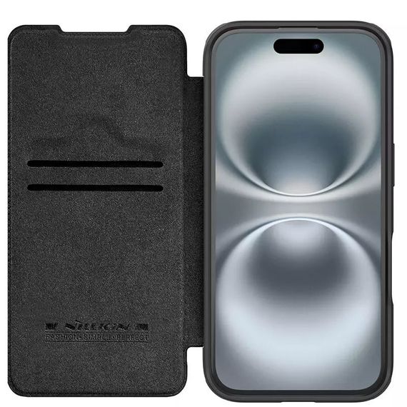 Шкіряний чохол-книжка Nillkin Qin Prop для Apple iPhone 16 (6.1") Black | Зображення 2