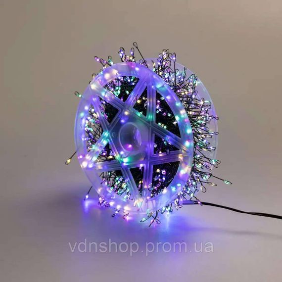 Гирлянда роса мишура 30 метров хвойная лапа 640 led светодиодов зеленый провод мультиколор D1750ML | Зображення 7