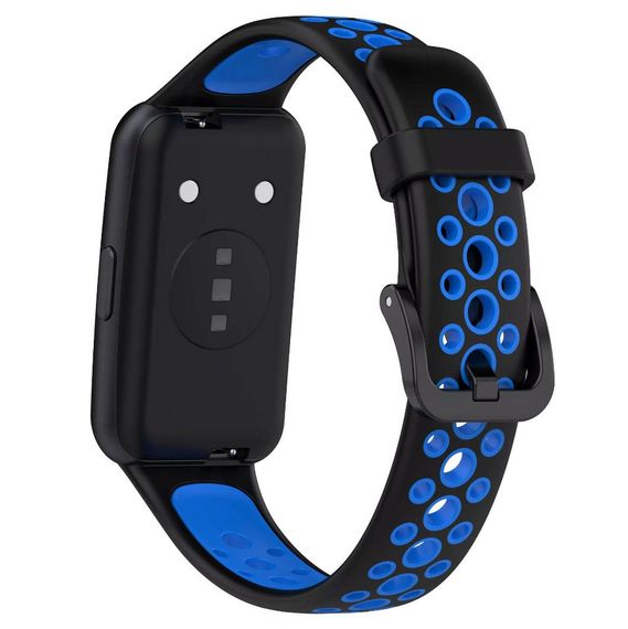 Силіконовий ремінець Primolux Perfor Classic для фітнес браслета Huawei Band 7- Black&Blue | Зображення 1