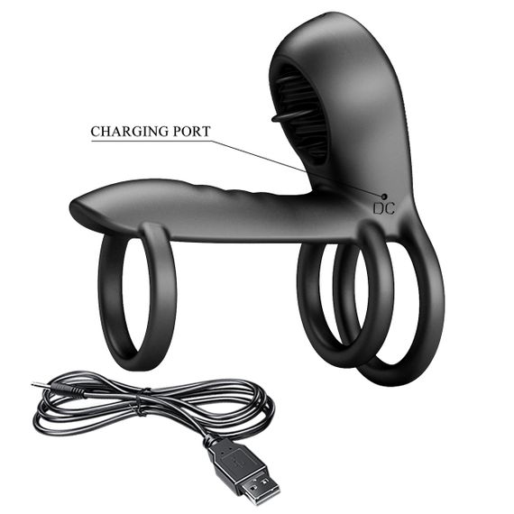 Насадка на член - Pretty Love Vibrating Penis Sling Jammy Black sexstyle | Зображення 8