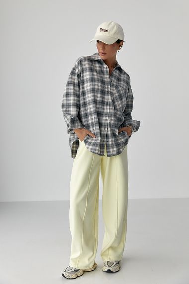 Вільна сорочка в клітинку з накладною кишенею - сірий цвет, L (є розміри) | Зображення 2