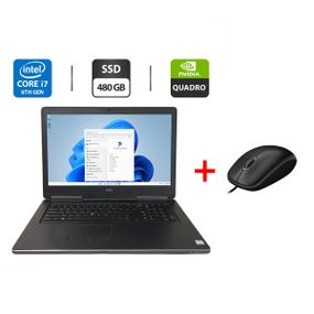 Мобільна робоча станція Dell Precision 7710 / 17.3" (3840x2160) IPS / Intel Core i7-6820HQ (4 (8) ядра по 2.7 - 3.6 GHz) / 16 GB DDR4 / 480 GB SSD / nVidia Quadro M3000M, 4 GB GDDR5, 256-bit / WebCam б/в + Подарунок Дротова миша / USB