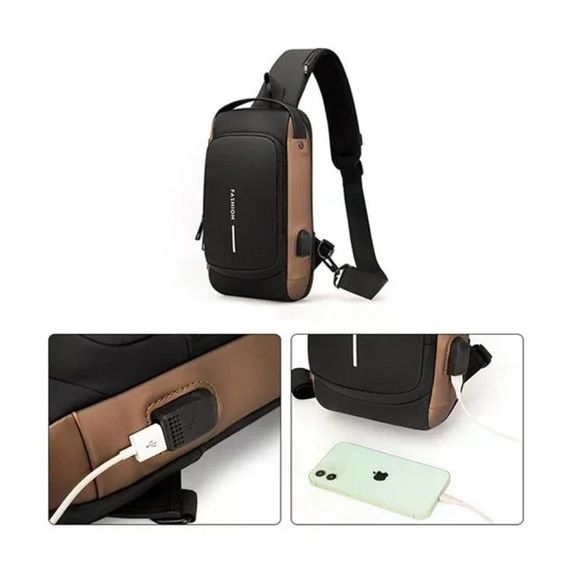 Нагрудная сумка Backpac XL-1514100 черно-серая маленькая | Зображення 5