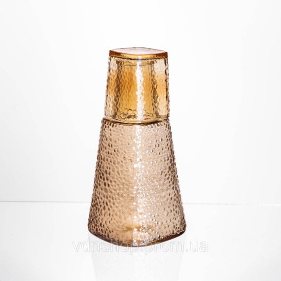 Глечик 1 літр зі склянкою 1 (шт) 200 (мл) графин для компоту соку води лимонаду глечик для напоїв Коричневий HP-19-PYF-4 | Зображення 3