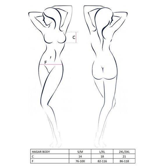 Боді прозоре з ремінцями Passion Exclusive HAGAR BODY Чорний L/XL | Зображення 4