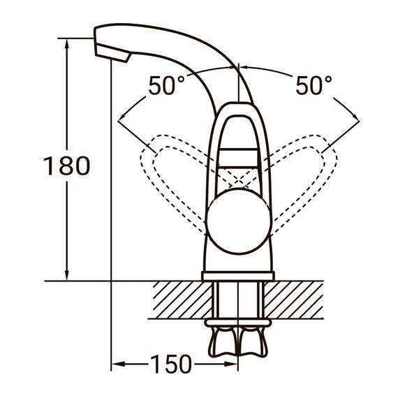 Змішувач HL Ø35 для раковини гусак вигнутий на гайці AQUATICA (HL-1A230C) 9734000 | Зображення 1