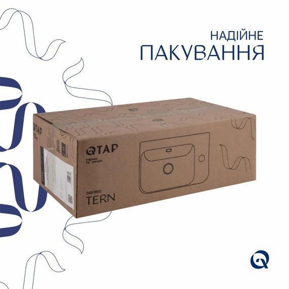 Комплект Qtap Tern: Раковина підвісна прямокутна права 450х250х158 мм White + Донний клапан PU02O | Зображення 5