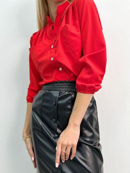 Женская легкая блуза из софта с рукавами на резинке GF4300 цвет красный, размер 54/56 | Зображення 1