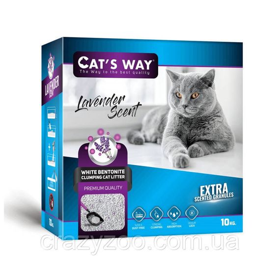 Наповнювач для котячого туалету Cat's Way Lavander Scent бентонітовий з ароматом лаванди 10 кг CTSWYBX10-003