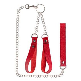 Наручники с поводком Gentle Hold Red Sex Aura