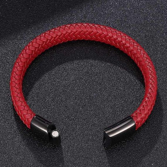 Мужской кожаный браслет Primo Rock Lux 23 - Red | Зображення 1