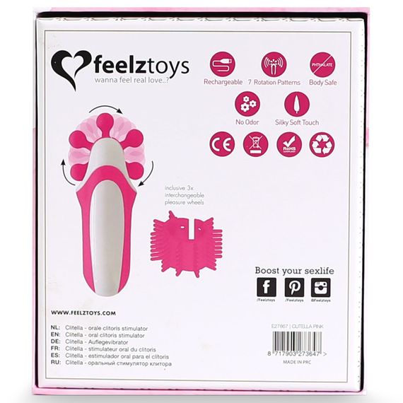 Стимулятор з імітацією оральних пестощів FeelzToys - Clitella Oral Clitoral Stimulator Pink | Зображення 6