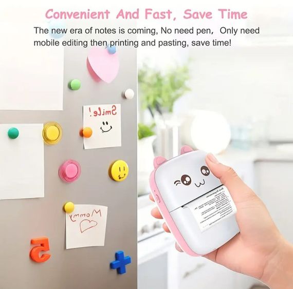 Портативний мінітермопринтер Bluetooth для етикеток і нотаток, безчорнильний кишеньковий принтер Рожевий | Зображення 4