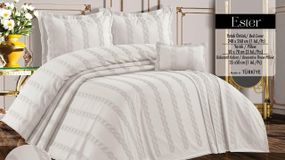 Покрывало з бахромой Kayra 240х260 см Ester кремовое