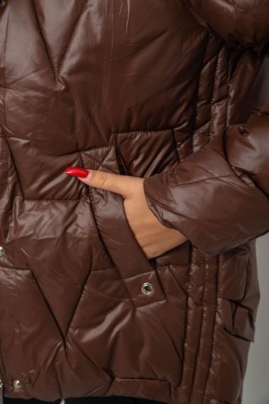 Куртка женская зимняя короткая, цвет коричневый, 244R865 | Зображення 5