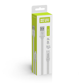 Кабель USB MicroUSB ColorWay CW-CBUM-MUM25W 2,0A 0,25м білий