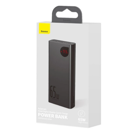 Повербанк Baseus Adaman Metal Digital Display Quick Charge Power Bank 20000mAh 65W Черный | Зображення 5