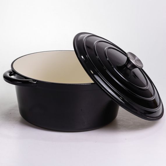 Каструля чавунна емальована 6,5 л, чорний Yiwu HP-FLG-3 BLACK | Зображення 2