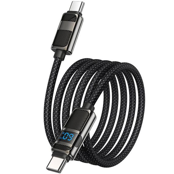 Дата кабель Hoco U137 Line with display Type-C to Type-C 60W (1.2m) Black | Зображення 3