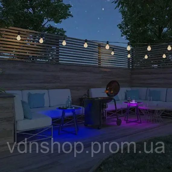 Круглый стеклянный музыкальный журнальный столик с подсветкой, подзарядка, Bluetooth | Зображення 1